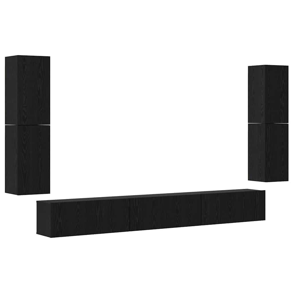 Μονάδες TV Επιτοίχιο 4 pcs Μαύρη Οξυά Επεξεργασμένο ξύλο