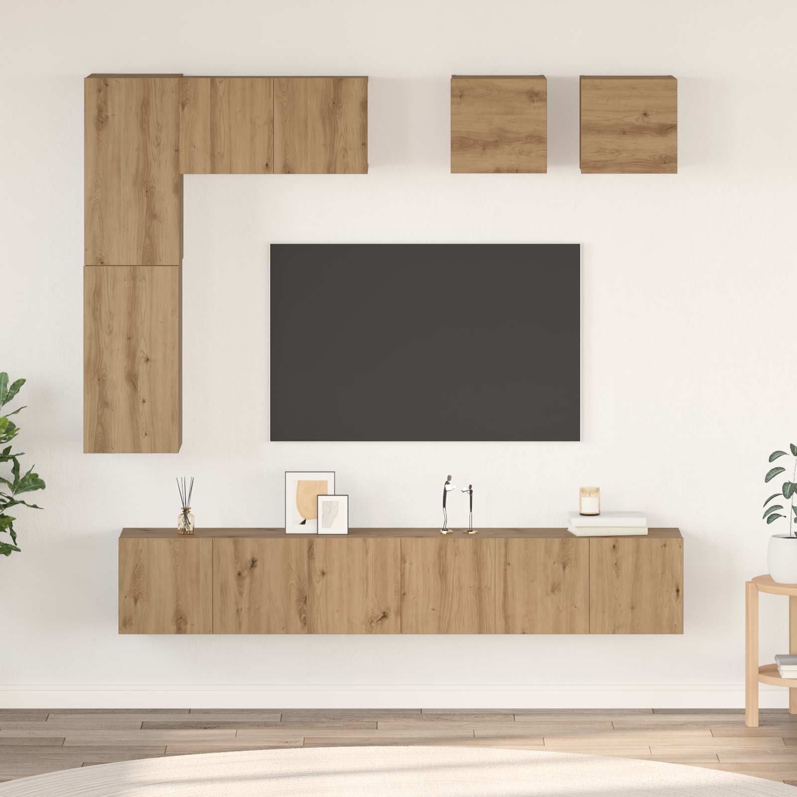 Σετ επίπλου τηλεόρασης 8 τμχ. Artisan Oak Επεξεργασμένο Ξύλο - Pakobazaar