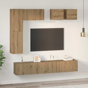 Σετ επίπλου τηλεόρασης 8 τμχ. Artisan Oak Επεξεργασμένο Ξύλο - Pakobazaar