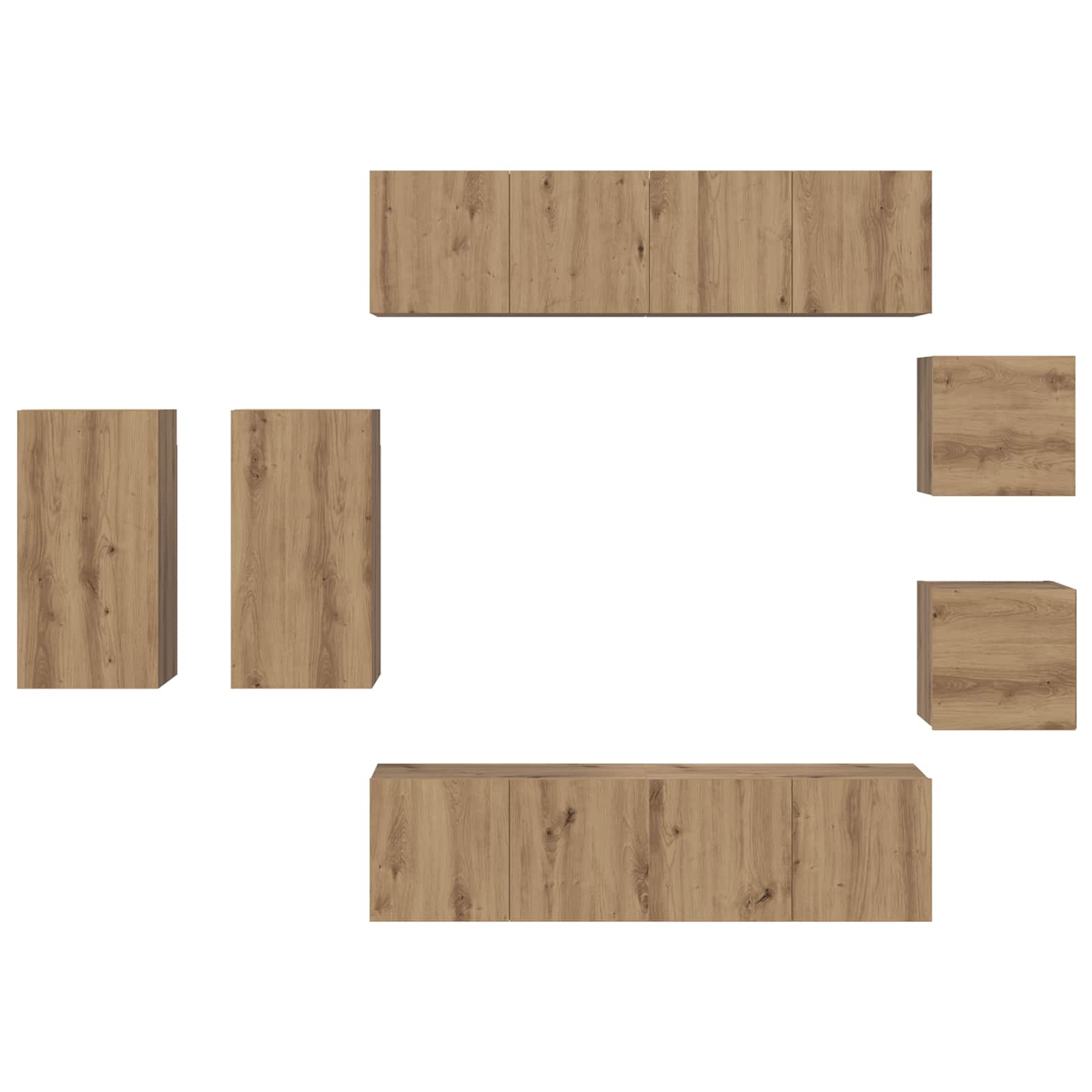 Σετ επίπλου τηλεόρασης 8 τμχ. Artisan Oak Επεξεργασμένο Ξύλο - Pakobazaar