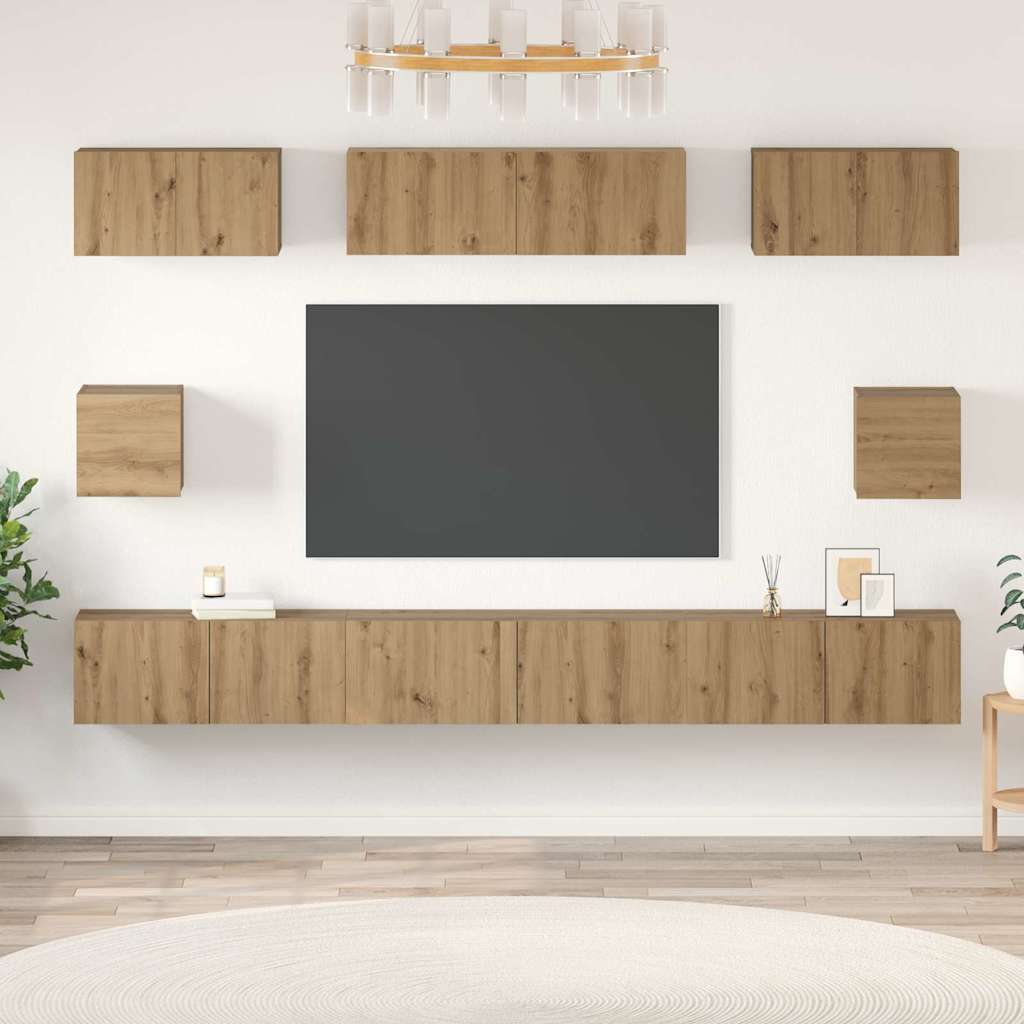 Σετ επίπλου τηλεόρασης 8 pcs Artisan Oak Επεξεργασμένο ξύλο - Pakobazaar
