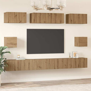 Σετ επίπλου τηλεόρασης 8 pcs Artisan Oak Επεξεργασμένο ξύλο - Pakobazaar