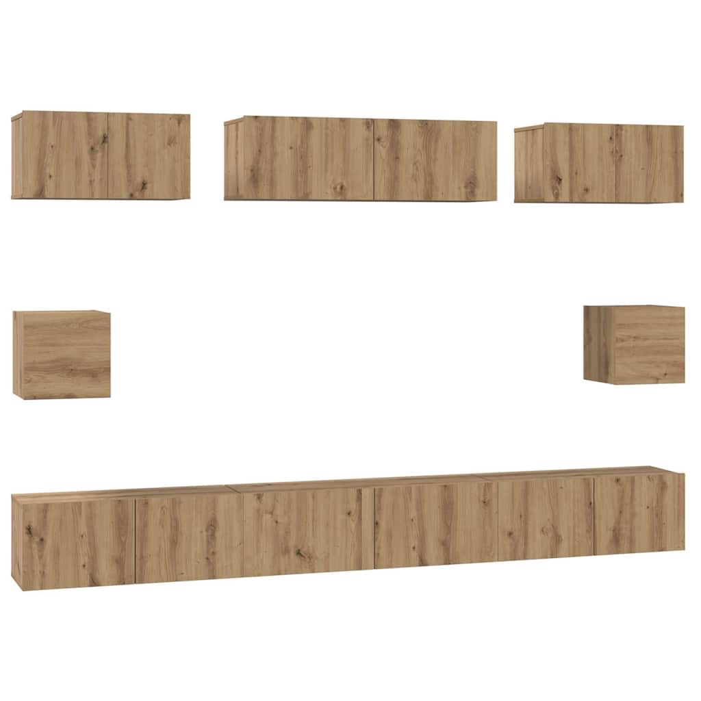 Σετ επίπλου τηλεόρασης 8 pcs Artisan Oak Επεξεργασμένο ξύλο - Pakobazaar