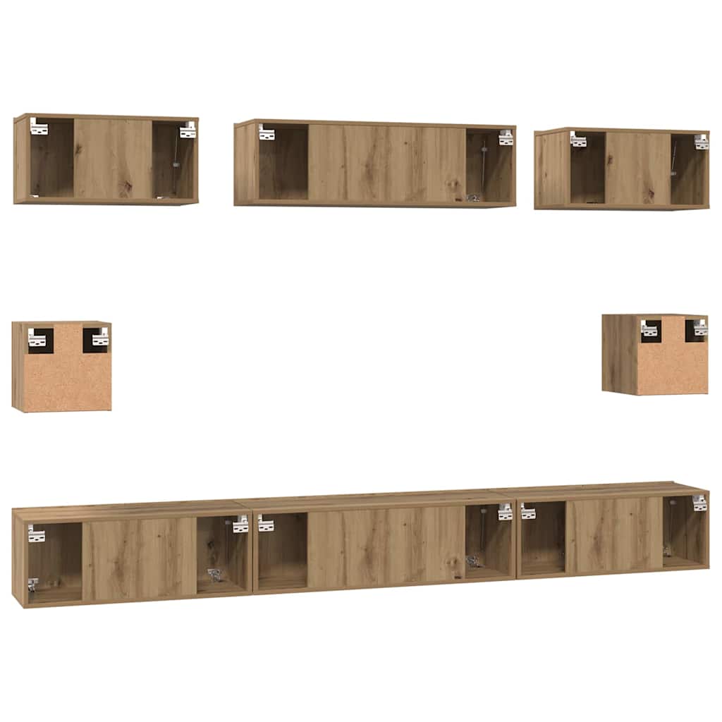 Σετ επίπλου τηλεόρασης 8 pcs Artisan Oak Επεξεργασμένο ξύλο - Pakobazaar