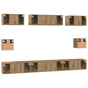 Σετ επίπλου τηλεόρασης 8 pcs Artisan Oak Επεξεργασμένο ξύλο - Pakobazaar