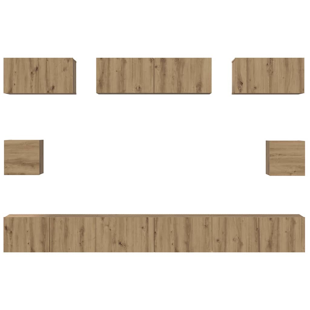 Σετ επίπλου τηλεόρασης 8 pcs Artisan Oak Επεξεργασμένο ξύλο - Pakobazaar