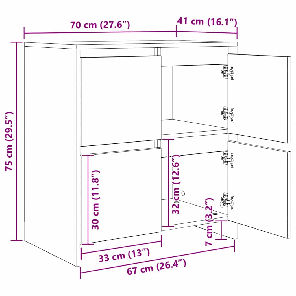 Πλαϊνό γραφείο 2 pcs Artisan Oak 70 x 41 x 75 εκ.