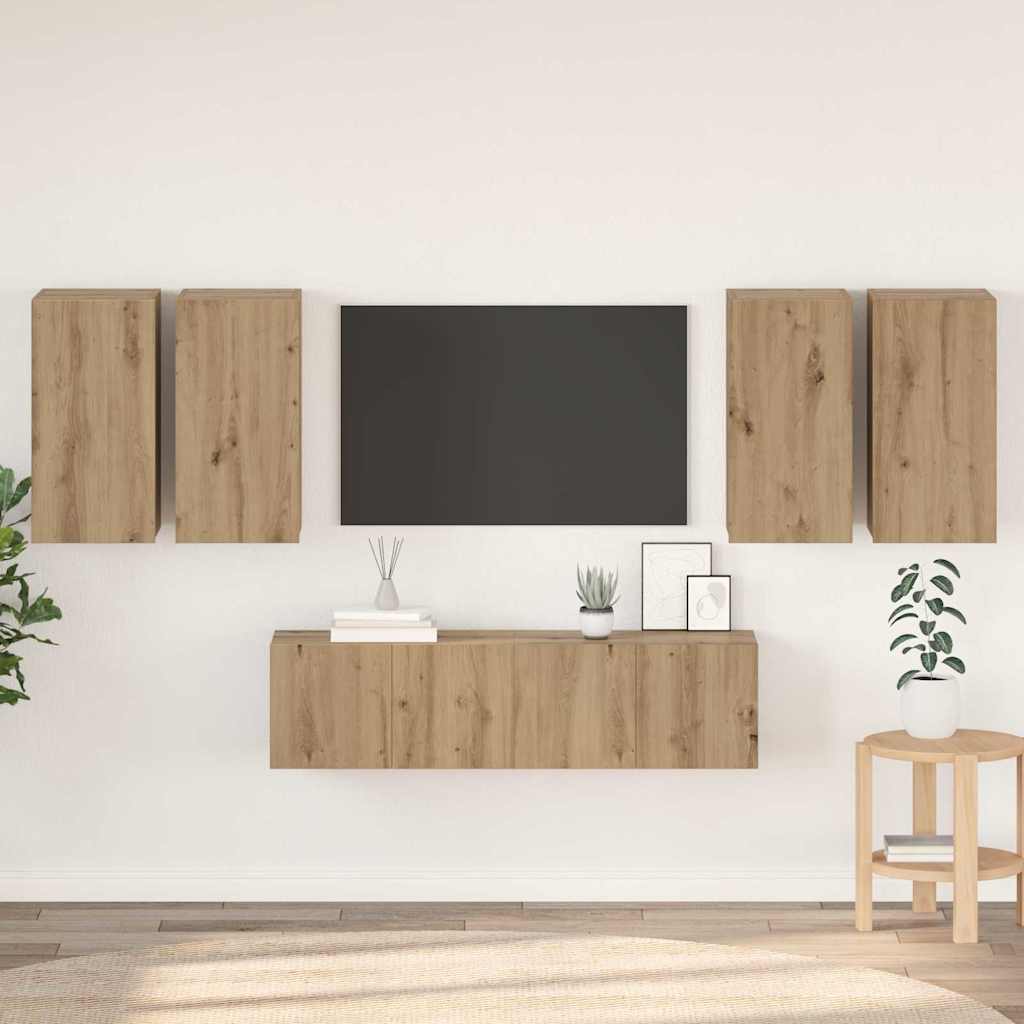 Σετ επίπλου τηλεόρασης 6 τμχ. Artisan Oak Επεξεργασμένο Ξύλο