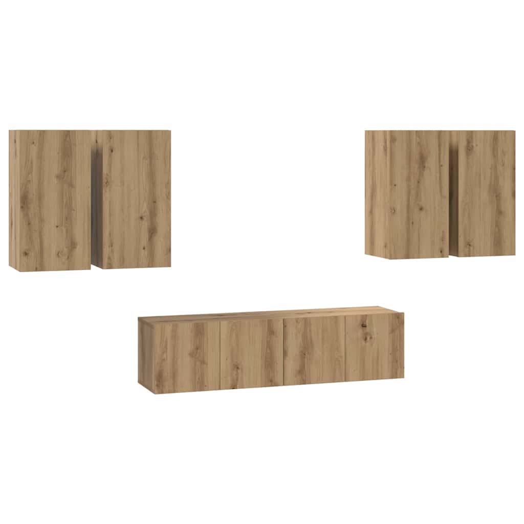 Σετ επίπλου τηλεόρασης 6 τμχ. Artisan Oak Επεξεργασμένο Ξύλο