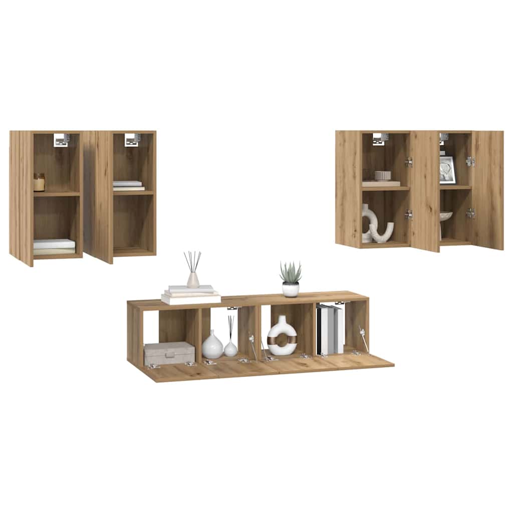 Σετ επίπλου τηλεόρασης 6 τμχ. Artisan Oak Επεξεργασμένο Ξύλο