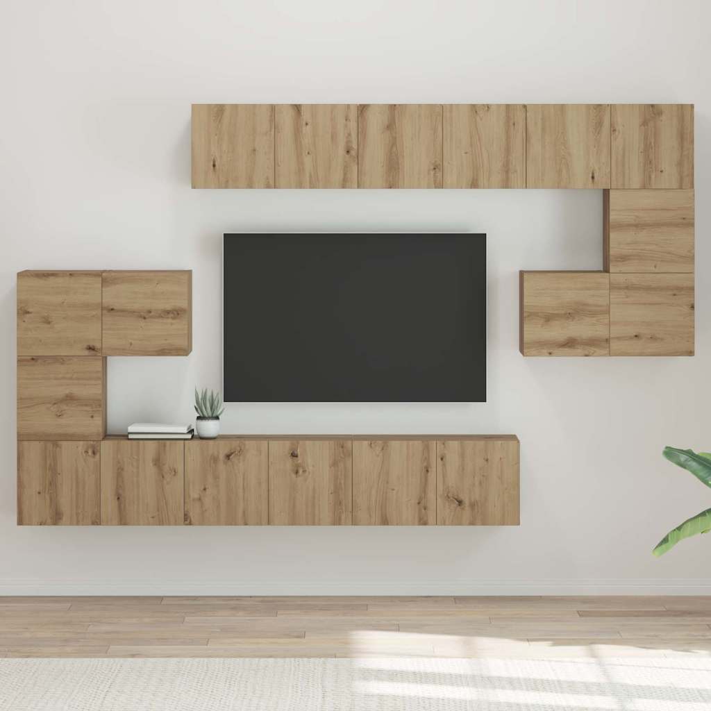 Σετ επίπλου τηλεόρασης 10 τμχ. Artisan Oak Επεξεργασμένο Ξύλο - Pakobazaar