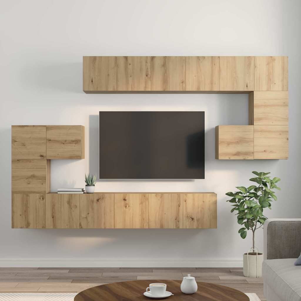 Σετ επίπλου τηλεόρασης 10 τμχ. Artisan Oak Επεξεργασμένο Ξύλο - Pakobazaar