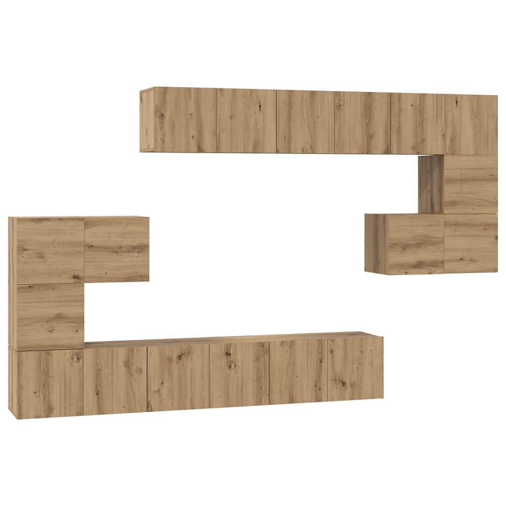 Σετ επίπλου τηλεόρασης 10 τμχ. Artisan Oak Επεξεργασμένο Ξύλο - Pakobazaar