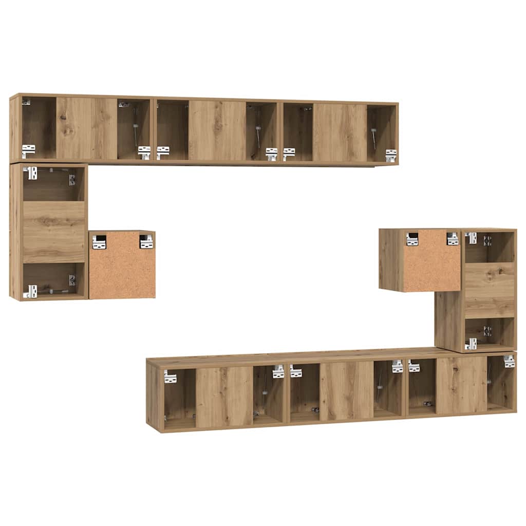 Σετ επίπλου τηλεόρασης 10 τμχ. Artisan Oak Επεξεργασμένο Ξύλο - Pakobazaar