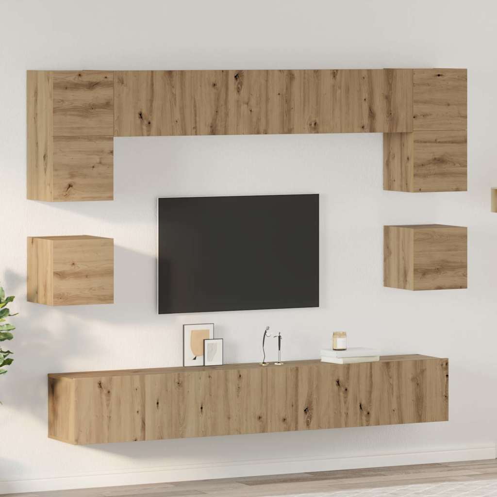 Σετ επίπλου τηλεόρασης 8 pcs Artisan Oak Επεξεργασμένο ξύλο - Pakobazaar
