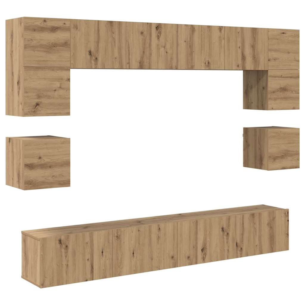 Σετ επίπλου τηλεόρασης 8 pcs Artisan Oak Επεξεργασμένο ξύλο - Pakobazaar