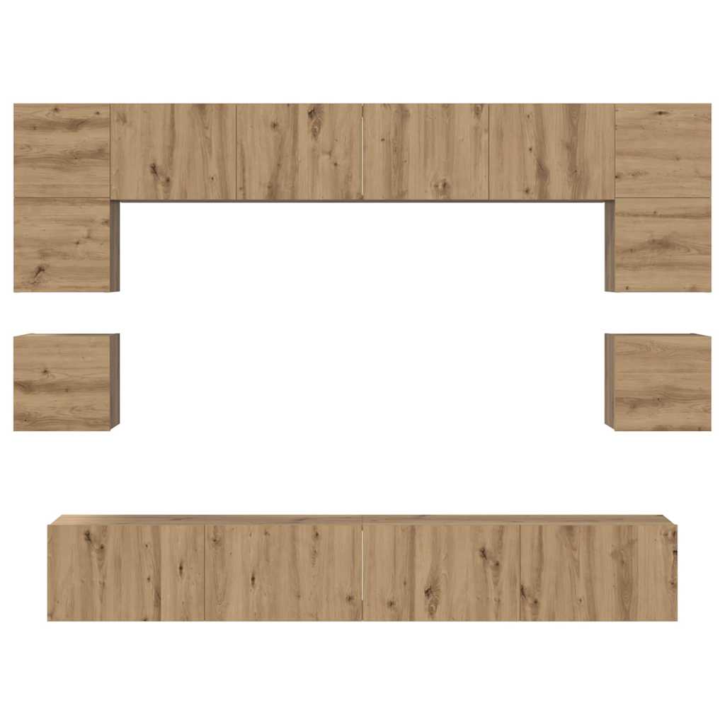 Σετ επίπλου τηλεόρασης 8 pcs Artisan Oak Επεξεργασμένο ξύλο - Pakobazaar