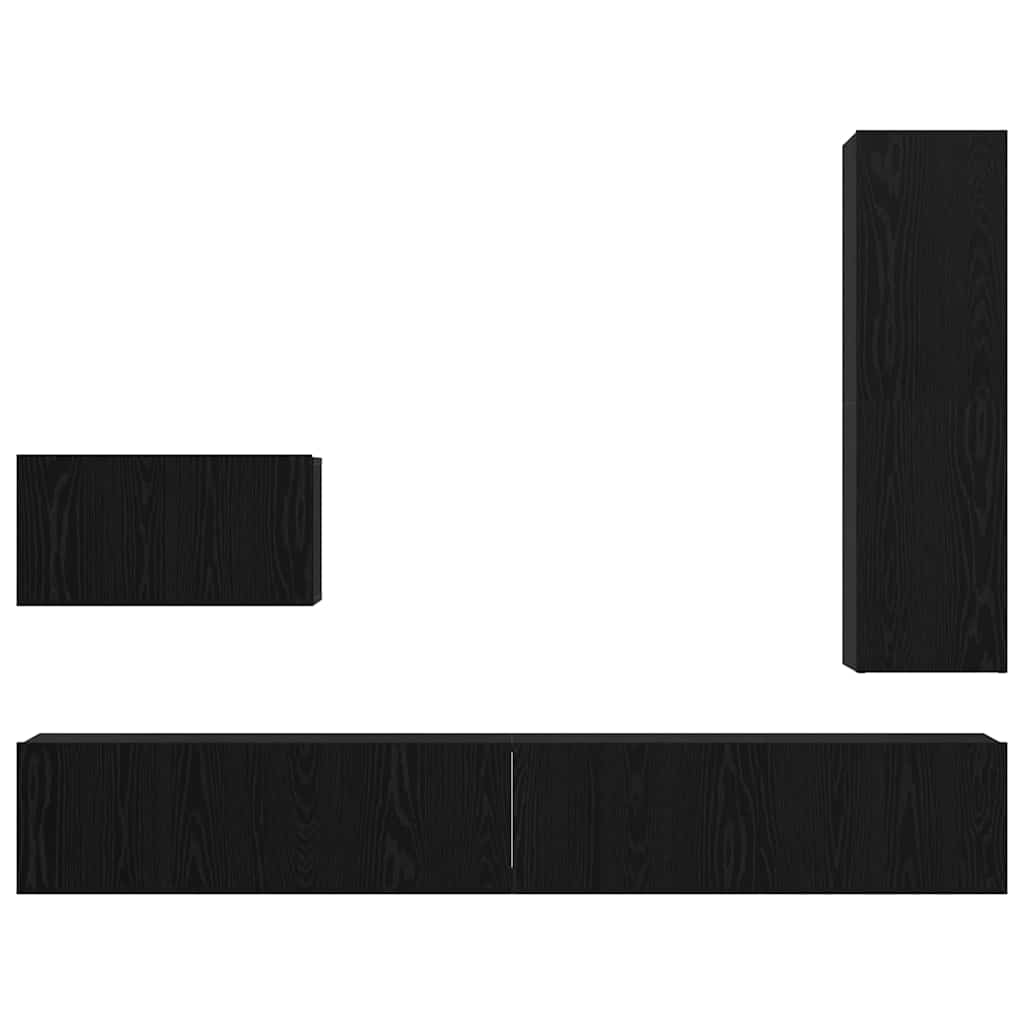 Σετ επίπλου τηλεόρασης 4 pcs Μαύρη Οξυά Επεξεργασμένο ξύλο - Pakobazaar