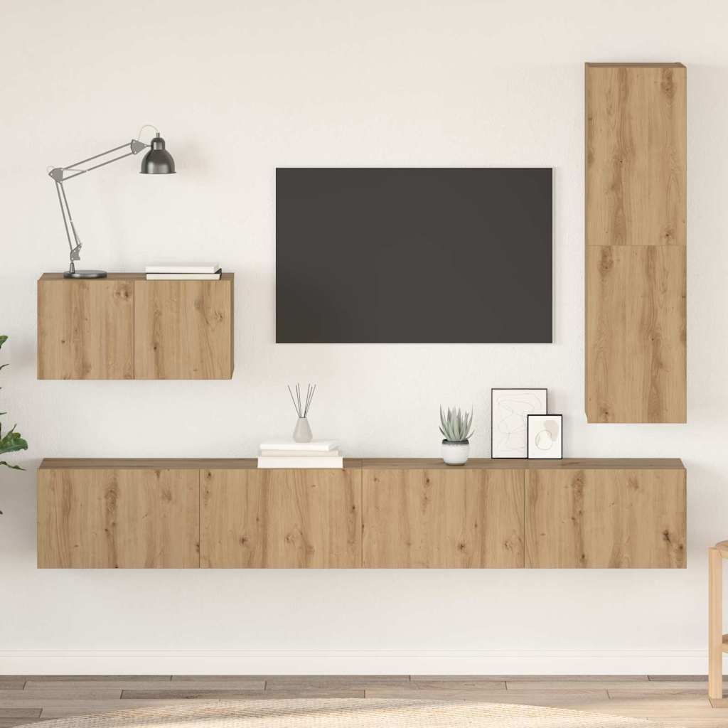 Σετ επίπλου τηλεόρασης 4 pcs Artisan Oak Επεξεργασμένο ξύλο
