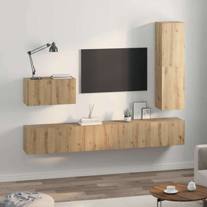Σετ επίπλου τηλεόρασης 4 τμχ. Artisan Oak Επεξεργασμένο Ξύλο