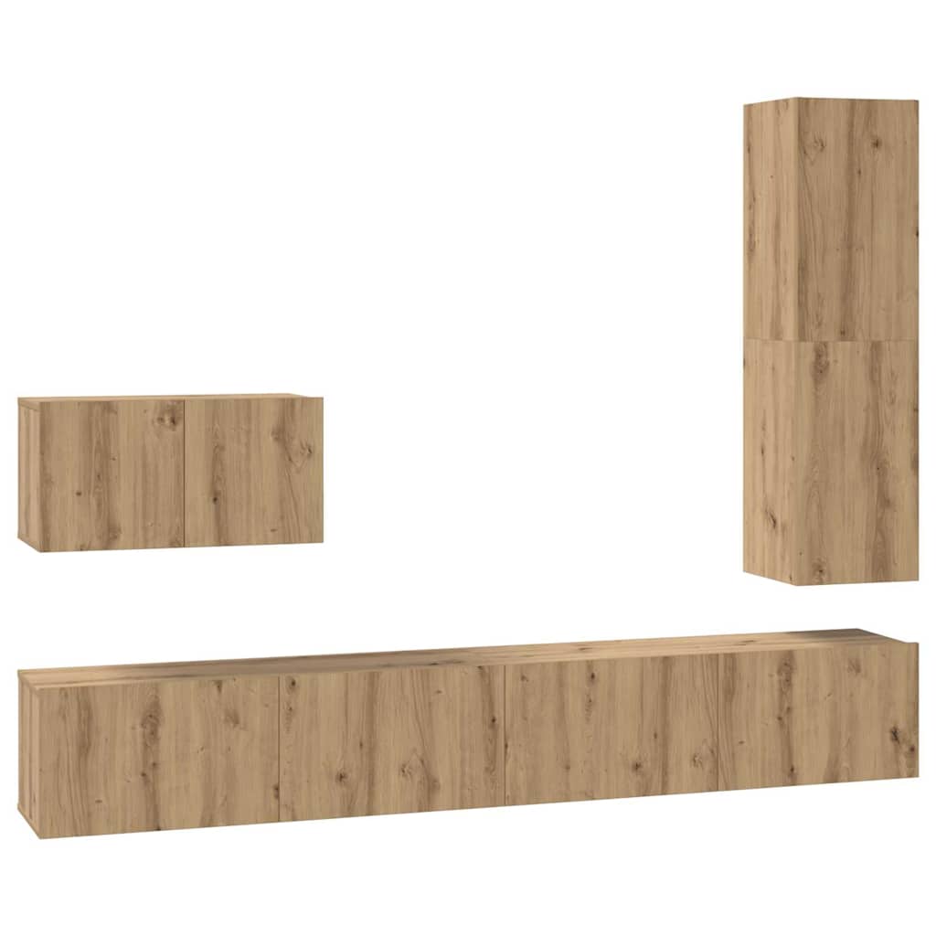 Σετ επίπλου τηλεόρασης 4 pcs Artisan Oak Επεξεργασμένο ξύλο