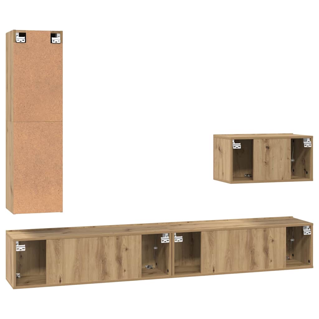 Σετ επίπλου τηλεόρασης 4 pcs Artisan Oak Επεξεργασμένο ξύλο