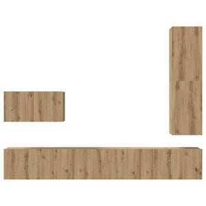 Σετ επίπλου τηλεόρασης 4 τμχ. Artisan Oak Επεξεργασμένο Ξύλο