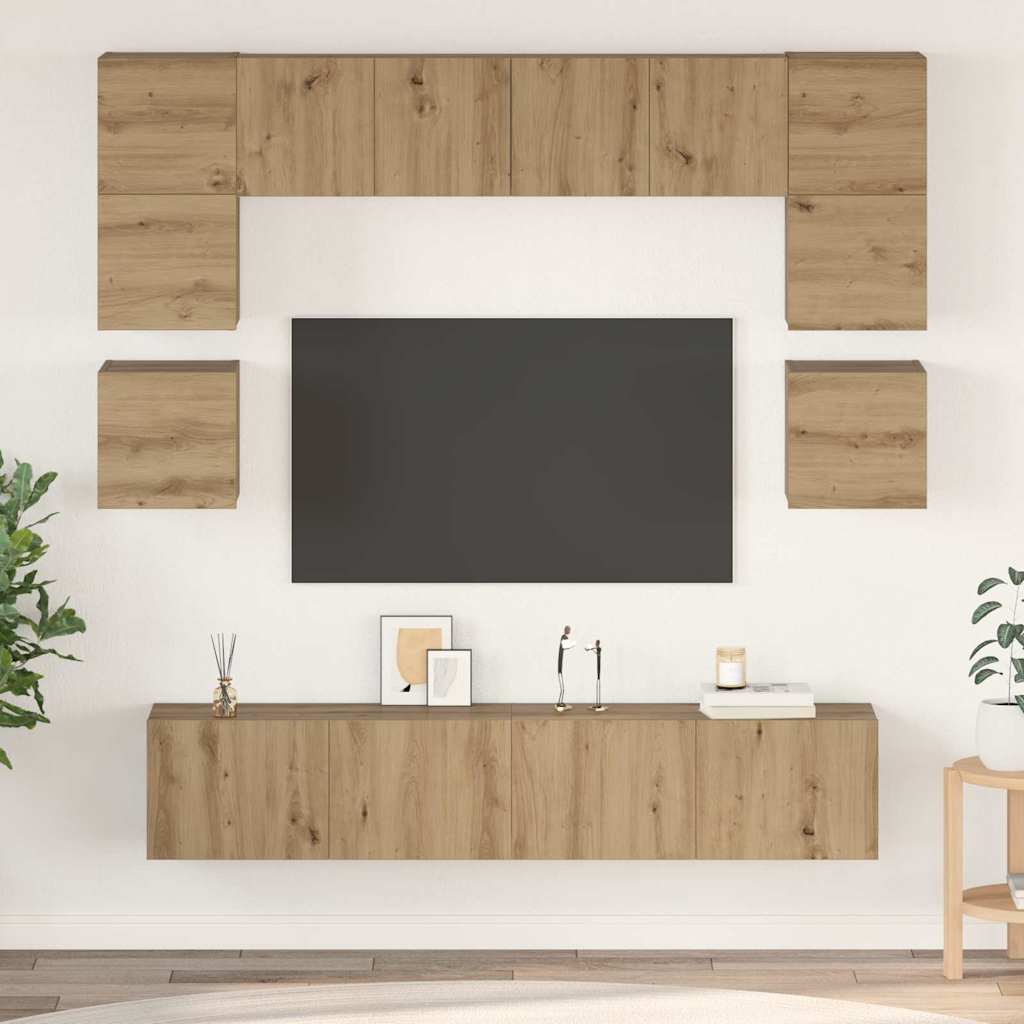 Σετ επίπλου τηλεόρασης 8 pcs Artisan Oak Επεξεργασμένο ξύλο - Pakobazaar