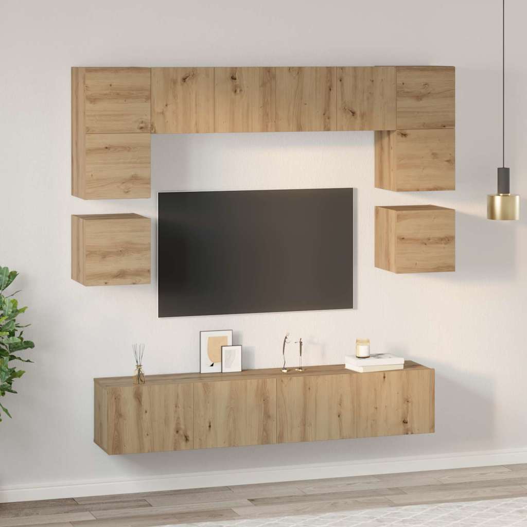 Σετ επίπλου τηλεόρασης 8 pcs Artisan Oak Επεξεργασμένο ξύλο - Pakobazaar