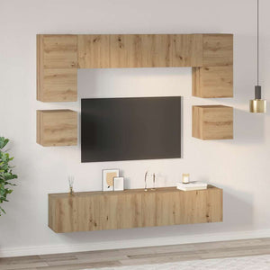 Σετ επίπλου τηλεόρασης 8 pcs Artisan Oak Επεξεργασμένο ξύλο - Pakobazaar