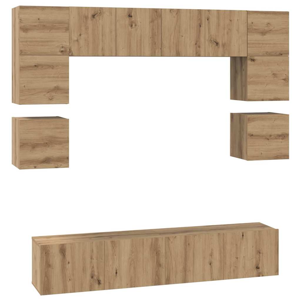 Σετ επίπλου τηλεόρασης 8 pcs Artisan Oak Επεξεργασμένο ξύλο - Pakobazaar