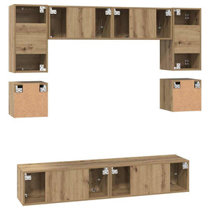 Σετ επίπλου τηλεόρασης 8 pcs Artisan Oak Επεξεργασμένο ξύλο - Pakobazaar