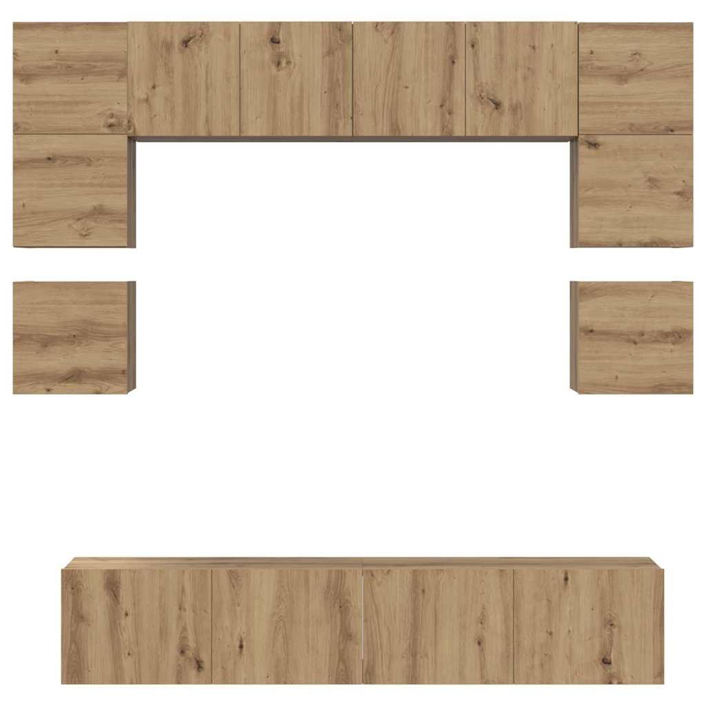 Σετ επίπλου τηλεόρασης 8 pcs Artisan Oak Επεξεργασμένο ξύλο - Pakobazaar