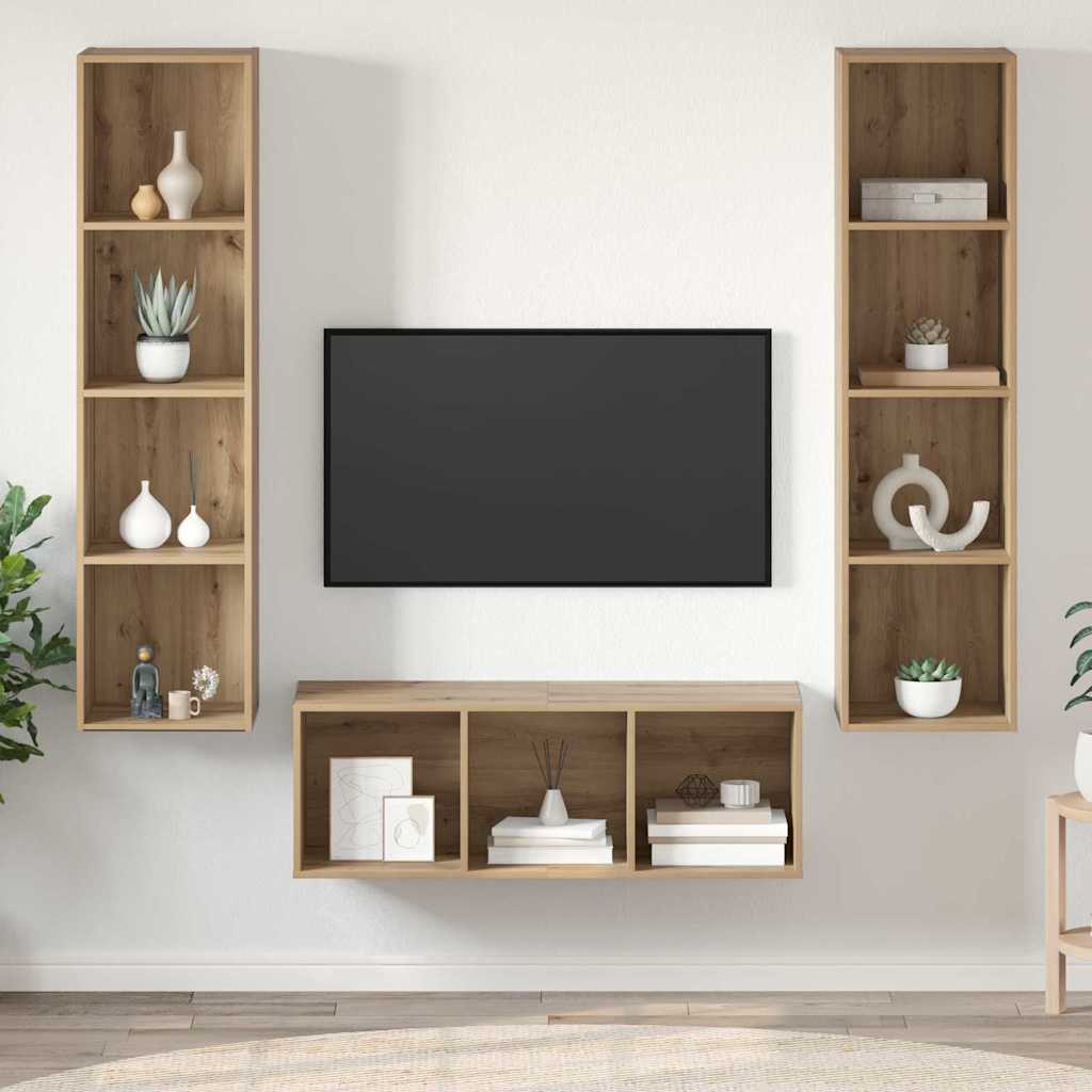Σετ επίπλου τηλεόρασης 3 pcs Artisan Oak Επεξεργασμένο ξύλο