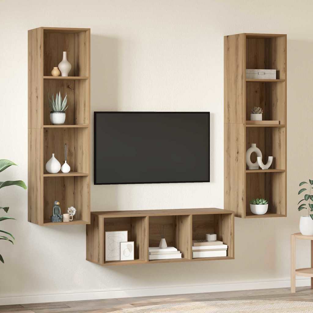 Σετ επίπλου τηλεόρασης 3 pcs Artisan Oak Επεξεργασμένο ξύλο