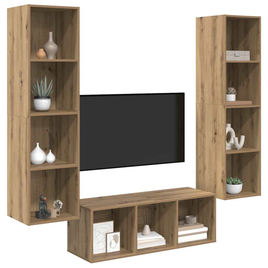 Σετ επίπλου τηλεόρασης 3 pcs Artisan Oak Επεξεργασμένο ξύλο