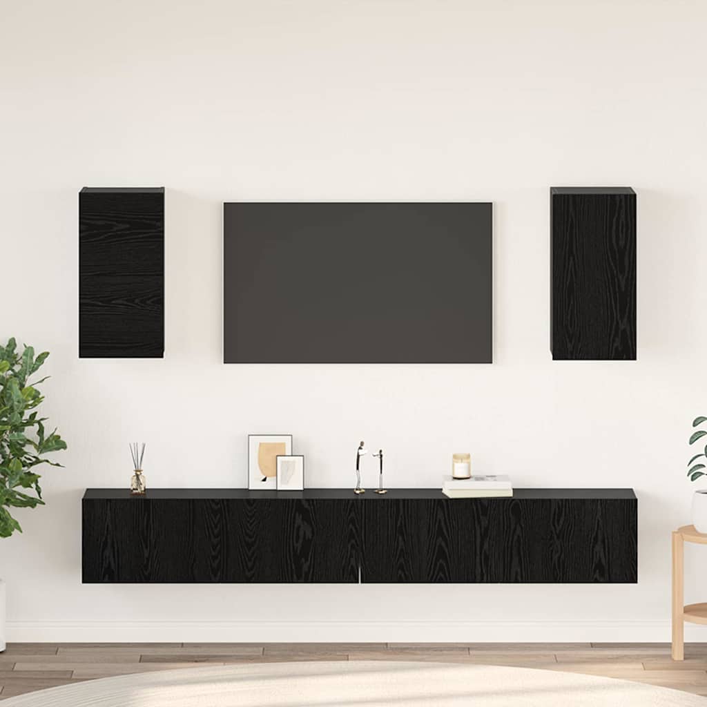Τηλεοπτική Κάβα Τοίχου 3 pcs 100 x 30 x 30 cm Μαύρη Οξυά