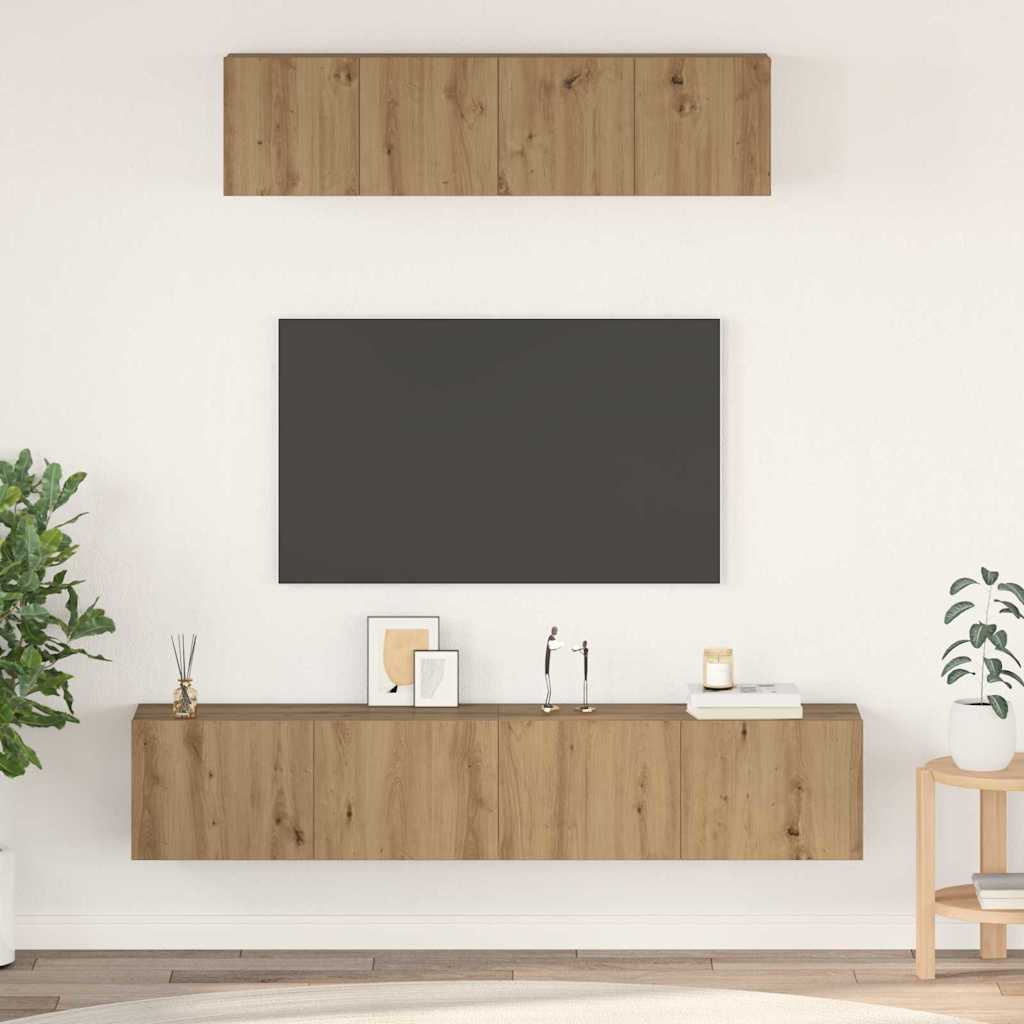 Σετ επίπλου τηλεόρασης 4 pcs Artisan Oak Επεξεργασμένο ξύλο - Pakobazaar