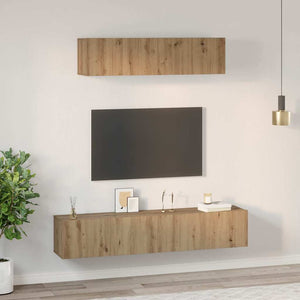 Σετ επίπλου τηλεόρασης 4 pcs Artisan Oak Επεξεργασμένο ξύλο - Pakobazaar