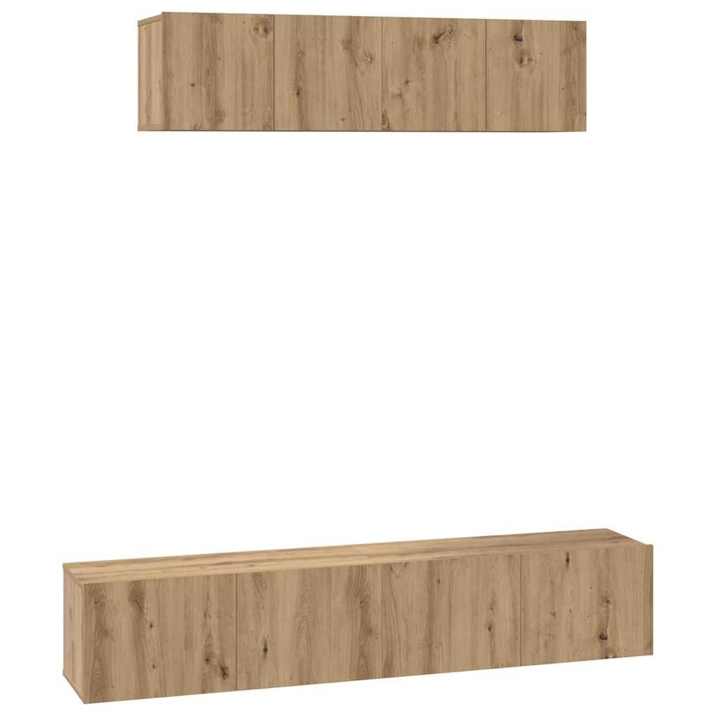 Σετ επίπλου τηλεόρασης 4 pcs Artisan Oak Επεξεργασμένο ξύλο - Pakobazaar