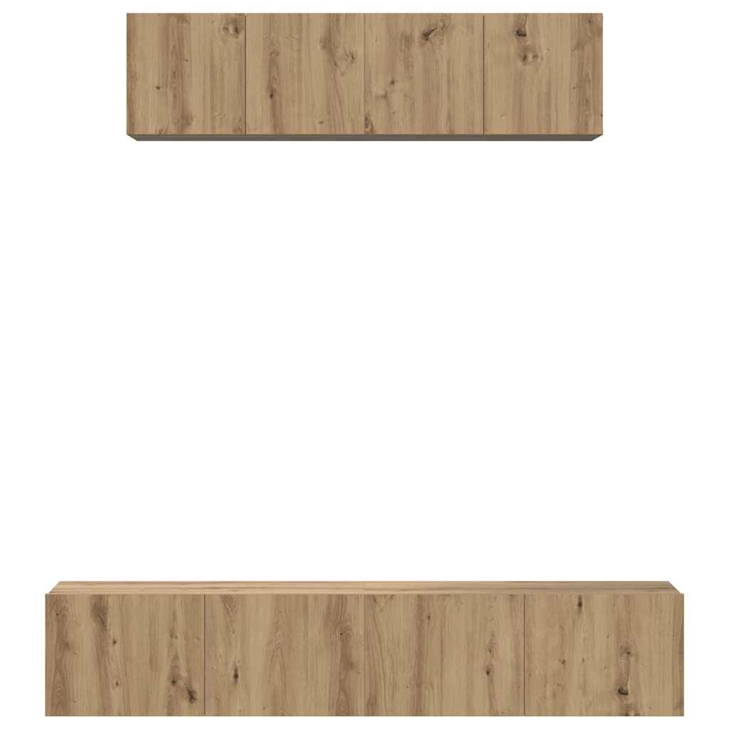 Σετ επίπλου τηλεόρασης 4 pcs Artisan Oak Επεξεργασμένο ξύλο - Pakobazaar