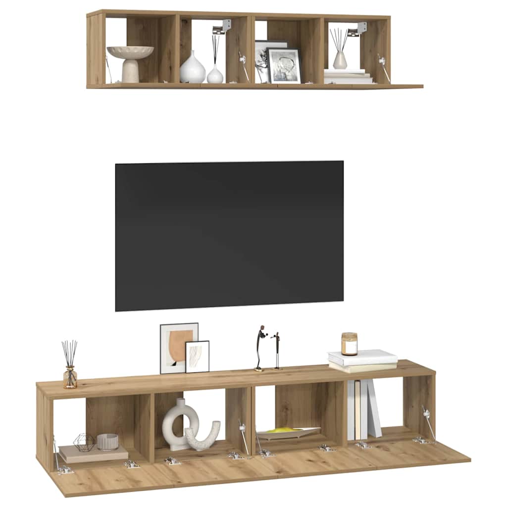 Σετ επίπλου τηλεόρασης 4 pcs Artisan Oak Επεξεργασμένο ξύλο - Pakobazaar
