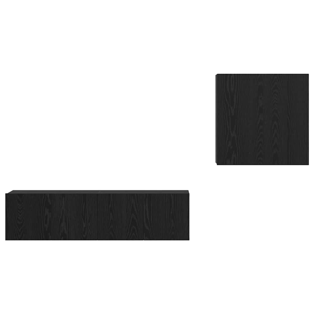 Σετ επίπλου τηλεόρασης Επιτοίχιο Μαύρη Οξυά Επεξεργασμένο ξύλο