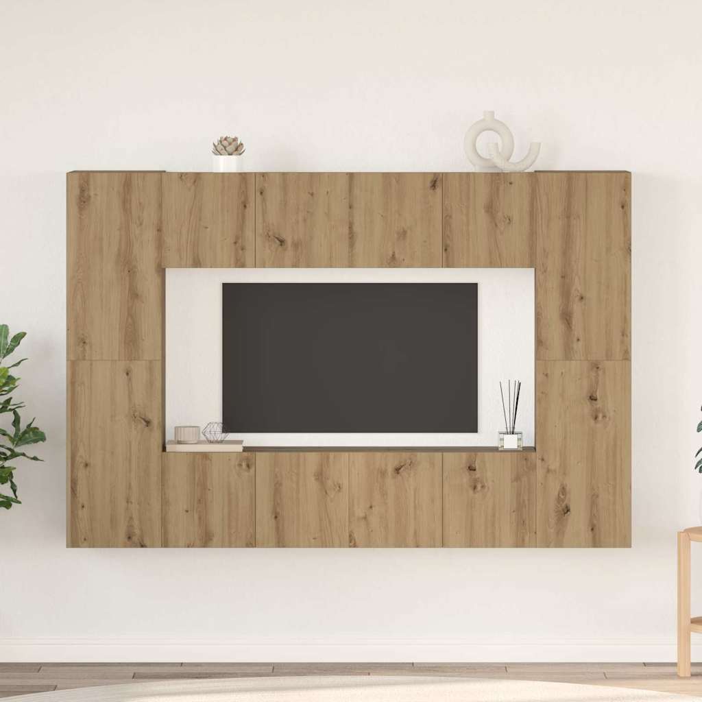 Σετ επίπλου τηλεόρασης 8 τμχ. Artisan Oak Επεξεργασμένο Ξύλο