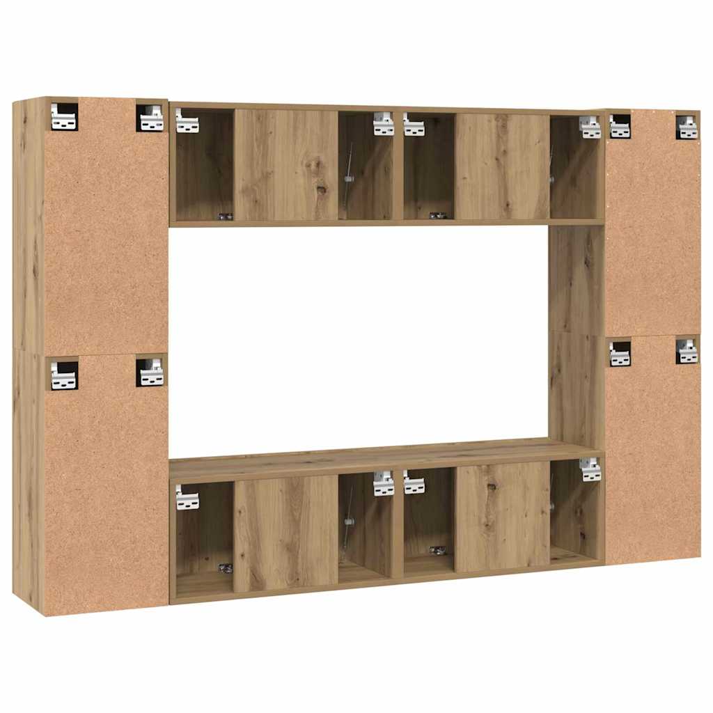Σετ επίπλου τηλεόρασης 8 τμχ. Artisan Oak Επεξεργασμένο Ξύλο