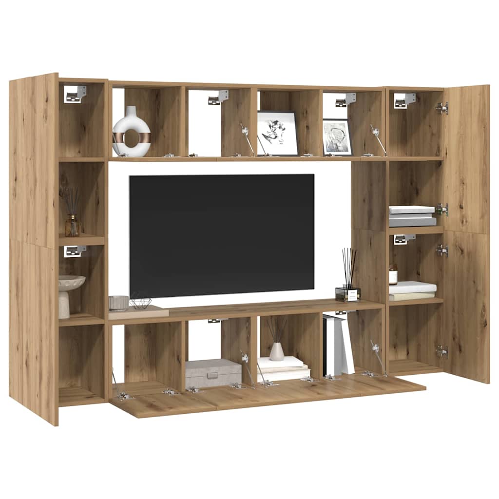 Σετ επίπλου τηλεόρασης 8 τμχ. Artisan Oak Επεξεργασμένο Ξύλο