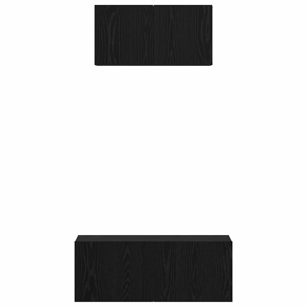 Σετ επίπλου τηλεόρασης 2 pcs Μαύρη Οξυά Επεξεργασμένο ξύλο - Pakobazaar