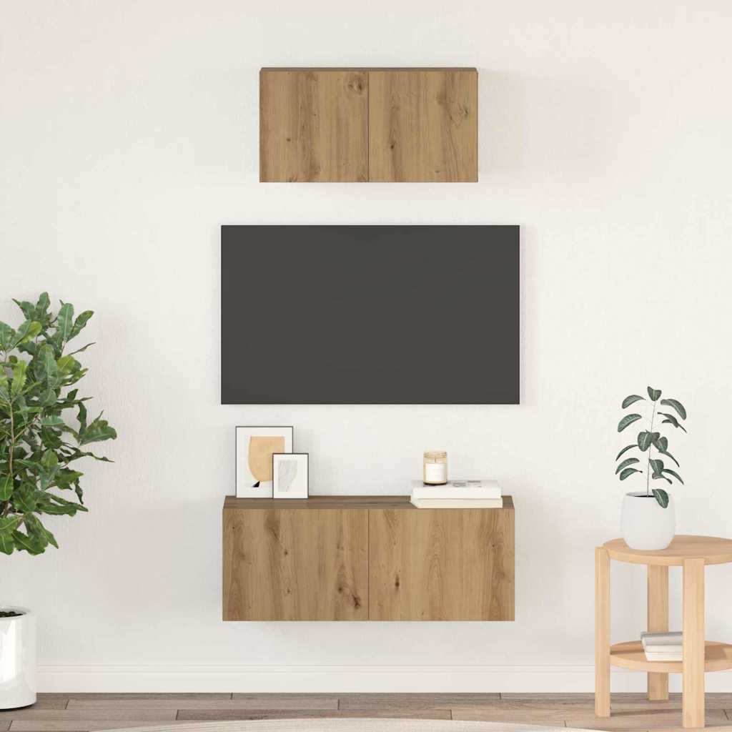 Σετ επίπλου τηλεόρασης 2 pcs Artisan Oak Επεξεργασμένο ξύλο - Pakobazaar