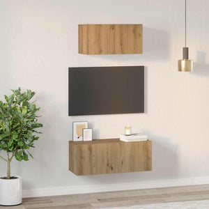 Σετ επίπλου τηλεόρασης 2 pcs Artisan Oak Επεξεργασμένο ξύλο - Pakobazaar