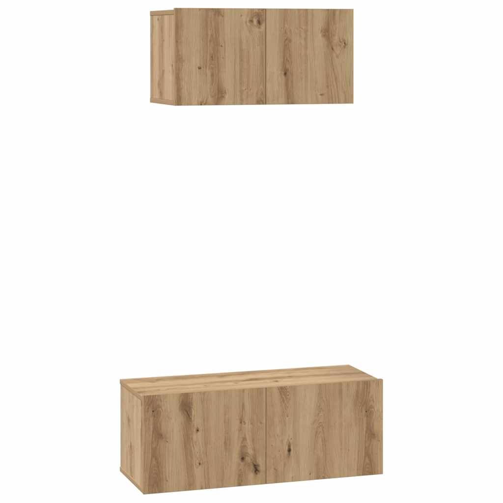 Σετ επίπλου τηλεόρασης 2 pcs Artisan Oak Επεξεργασμένο ξύλο - Pakobazaar